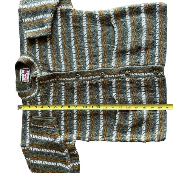 The Alpaca Connection Peru Handmade Stripped Button Front Cardigan Pockets - Picture 11 of 16